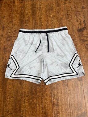 Jordan Men's Light Gray Basketball Shorts with Black Accents
